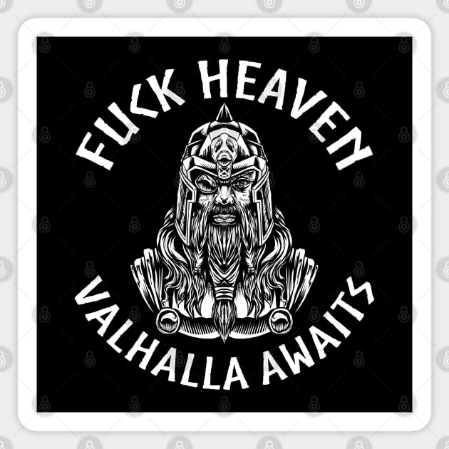 Scandinavian Viking Mythology - Norse God Odin - Valhalla Awaits Sticker by Styr Designs